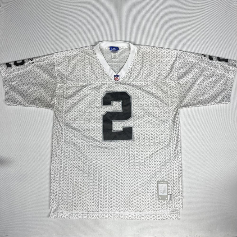 NFL Football Jersey Mens Large White Reebok Russell 2 Mesh All Over Print